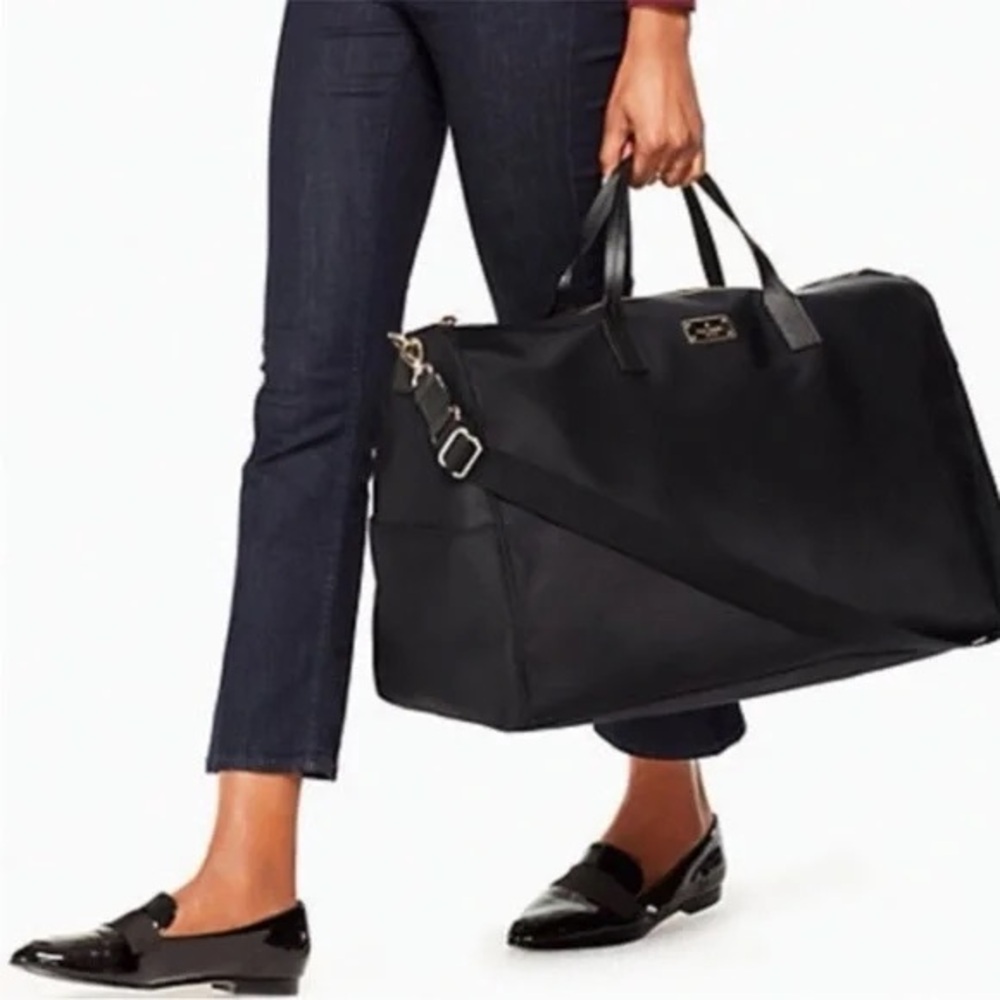 Kate Spade Classic Black Nylon Duffle Weekend Bag - Picture 2 of 13